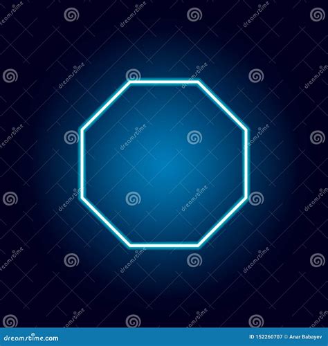 Octagon Icon In Neon Style Geometric Figure Element For Mobile Concept