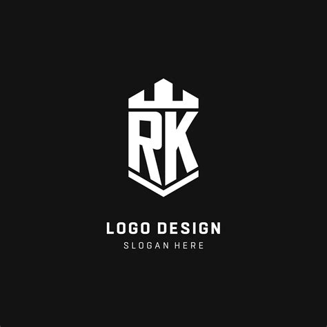Rk Monogram Logo Initial With Crown And Shield Guard Shape Style