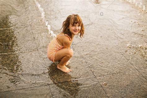 Girl Squatting In Fountain In Park Stock Images Page Everypixel