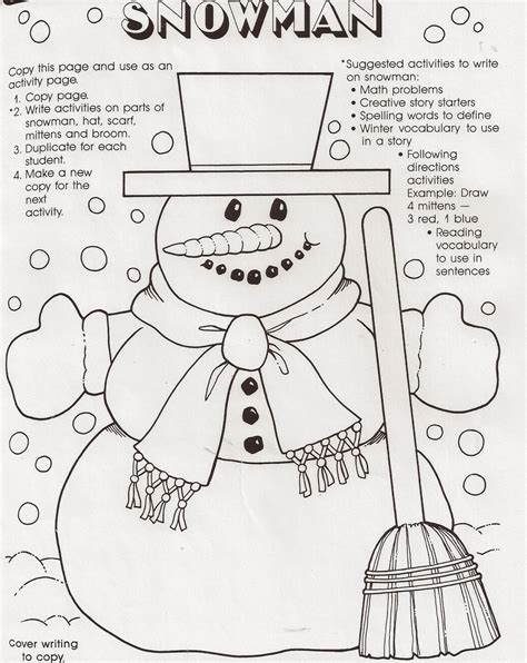 Elementary School Enrichment Activities Snowman Worksheets