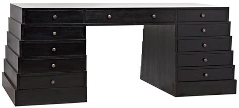 I loved the lines and simplicity with the are you looking for a black desk with hutch? Noir Faust Stacked Drawer Desk - Black in 2020 | Black ...