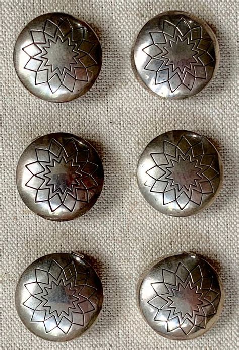 Sterling Silver Button Covers Lot Set Of 6 Vintage Native American