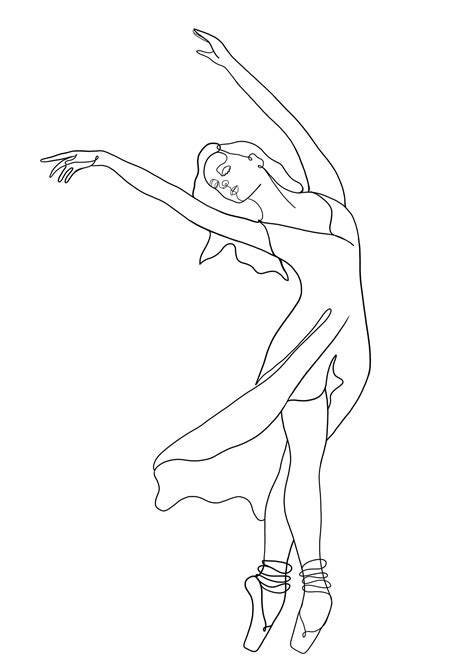 Ballerina Line Art Illustration Etsy