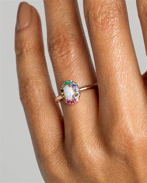 Dez Opal With Rainbow Halo Ring Bario Neal