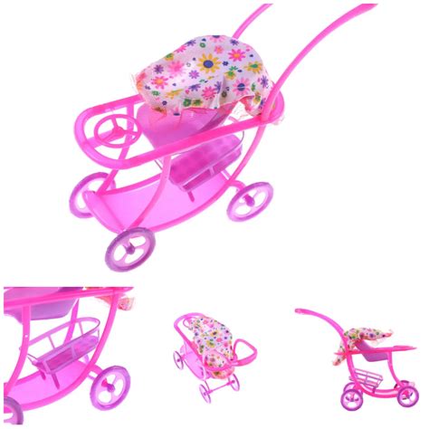 Kid Play House Nursery Furniture Plastic Trolley Toys Stroller For Barbie Kelly Size Doll