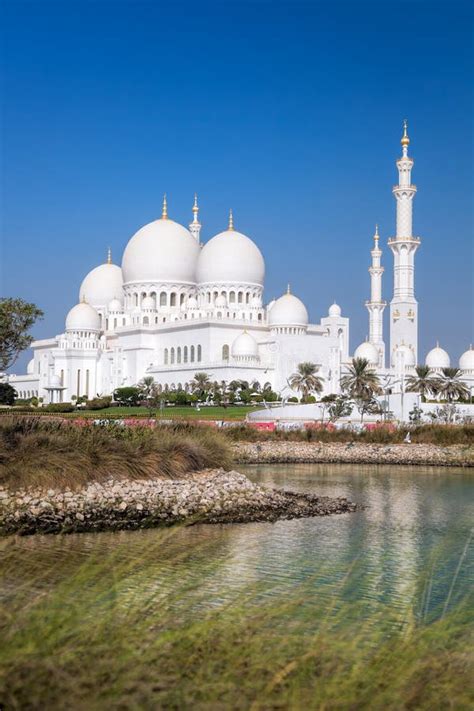 Sheikh Zayed Grand Mosque With In Abu Dhabi United Arab Emirates Stock