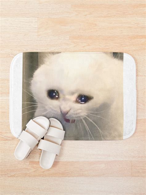 Crying Cat Meme Bath Mat For Sale By Cherrygloss Redbubble