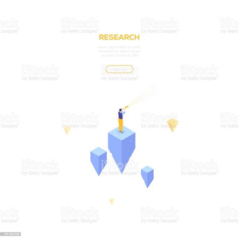 Research Concept Modern Isometric Vector Web Banner Stock Illustration
