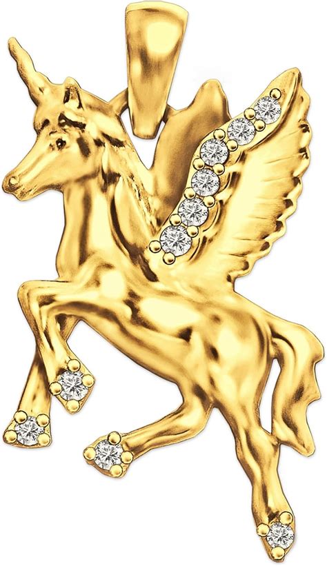 Clever Joyas Dorado Colgante Unicornio Con Alas 23 Mm Ambos Lados
