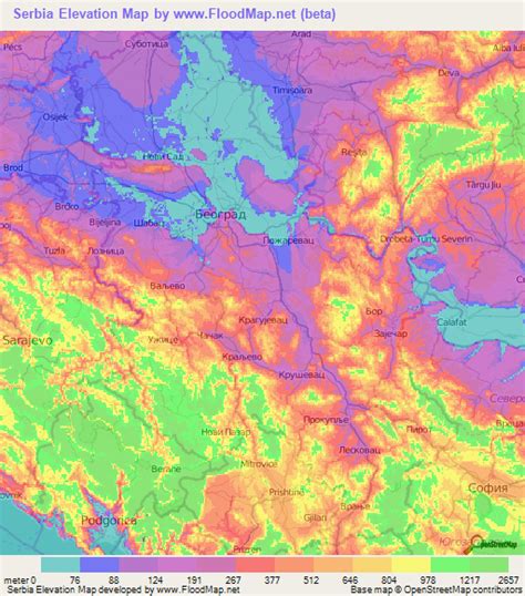 Serbia Elevation And Elevation Maps Of Cities Topographic Map Contour