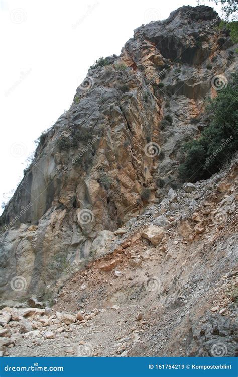 Naked Hillside With Scree Of Rock Close Up View Stock Image Image Of