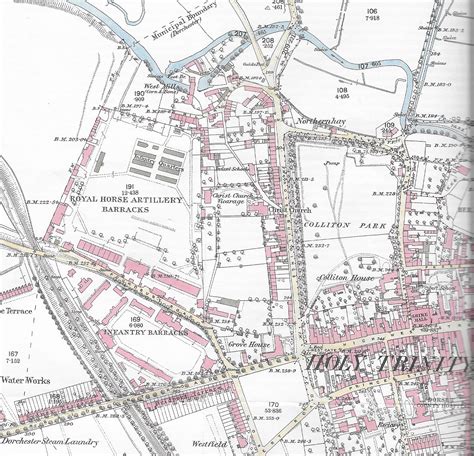 Map Of Dorchester In Dorset England Dated 1886
