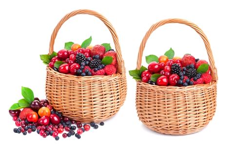 Premium Photo Fresh Berries In Basket On White
