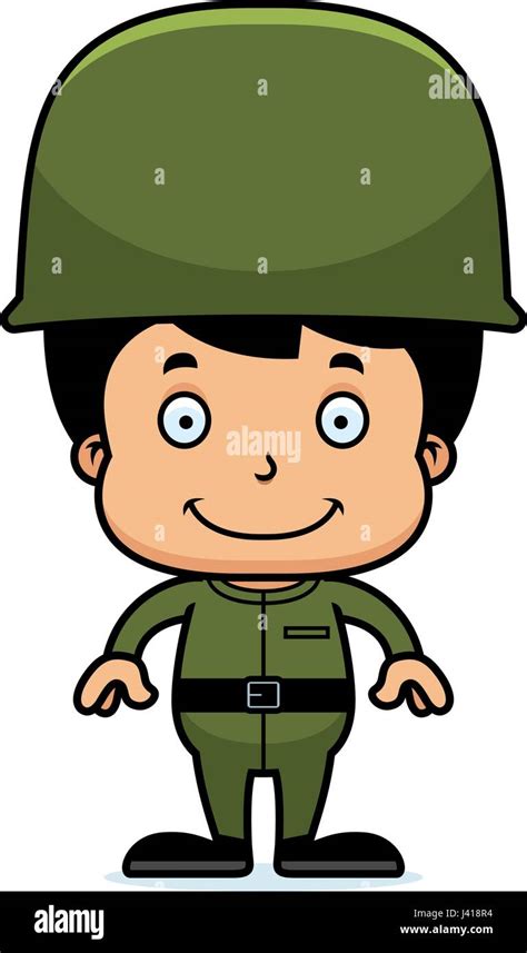 Una Caricatura Soldado Niño Sonriendo Imagen Vector De Stock Alamy