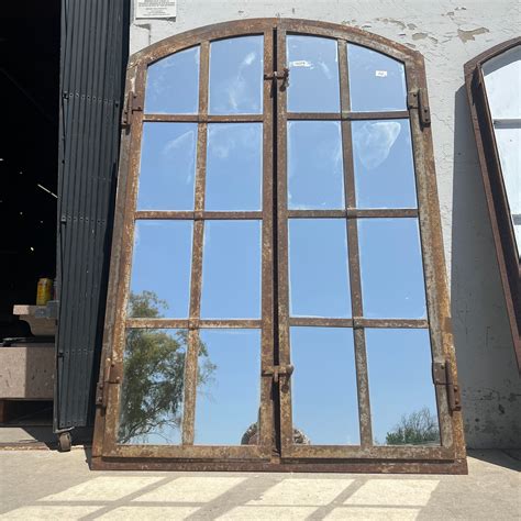 Arched Iron Mirror With 16 Panes Antiquities Warehouse