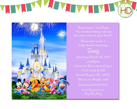 Disney Baby Shower Invitation With Customized Characters Disney Baby