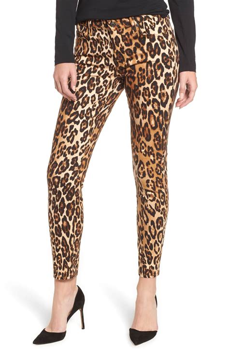 Leopard Print Ankle Skinny Jeans Main Color Chestnut Cheetah