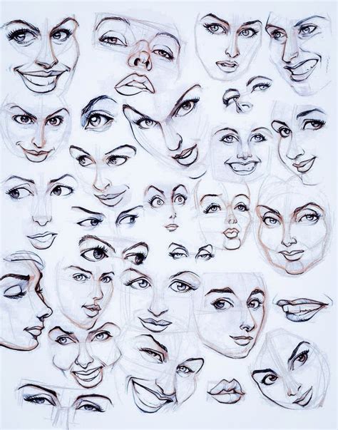 Facial Expression Female Face Drawing Reference ~ Easy Drawing