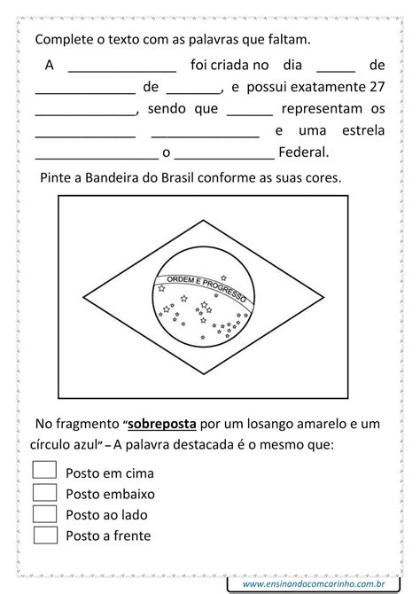 Atividade Para Trabalhar O Dia Da Bandeira Do Brasil Ensinando Com Carinho