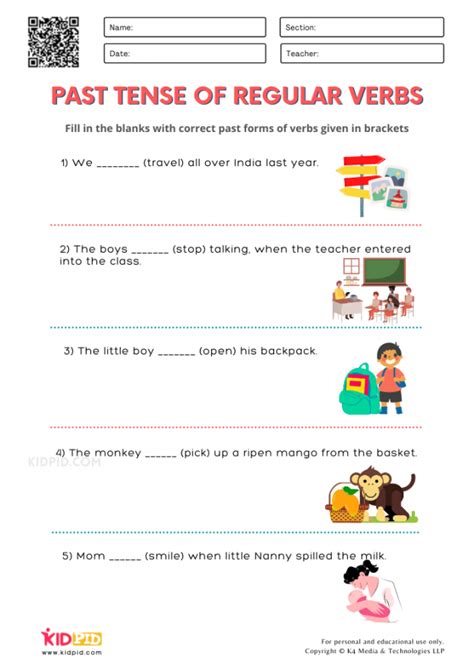Regular Past Tense Verbs Worksheet