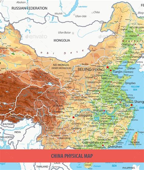 China Physical Map Cartography Map Topographic Map China Map China