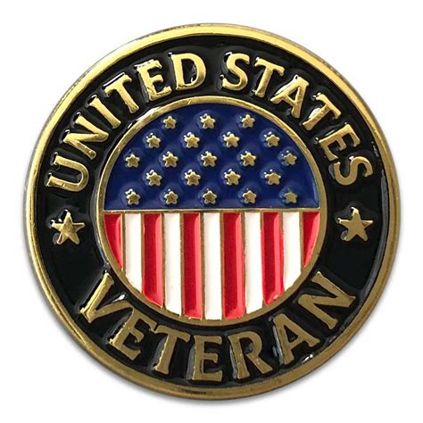 Us Veteran Lapel Pin With Us Flag Graphic