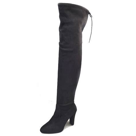 flock leather over the knee sexy high heel boot boots by fashion