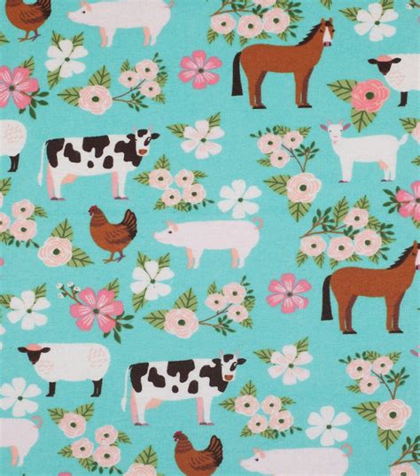 Farm Flannel Fabric Cow Fabric Horse Fabric Pig Fabric Goat