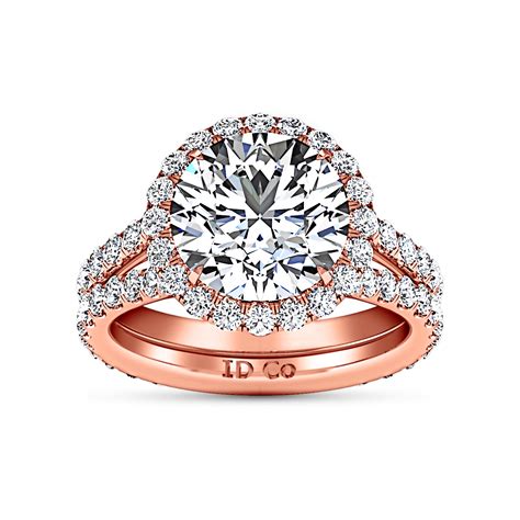 Halo Diamond Engagement Ring Emotion 14k Rose Gold Frostnyc