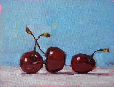 Daily Paintworks Three Cherries Original Fine Art For Sale