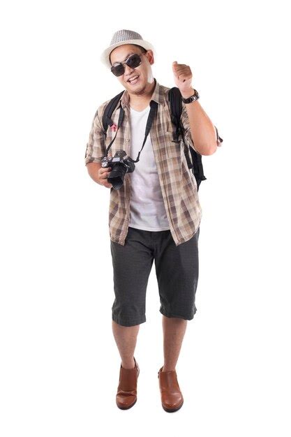 Premium Photo Asian Male Backpacker Traveler Tourist Calling Gesture