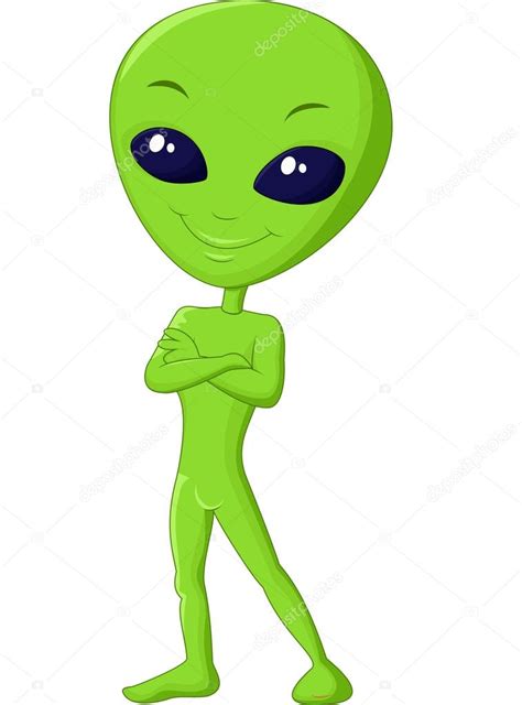 Lindo Alienígena Verde Vector Gráfico Vectorial © Tigatelu Imagen