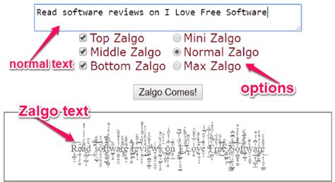 Convert any normal text into zalgo text using our font changer. 6 Free Online Zalgo Text Generator