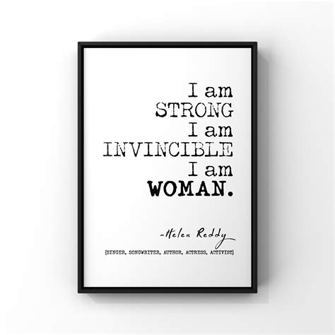I Am Strong I Am Invincible I Am Woman Song Quote By Helen Etsy Uk