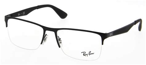 Eyeglasses Ray Ban Rx 6335 2503 54 17 Man Noir Mat Rectangle Frames Semi Rimless Frame Classic