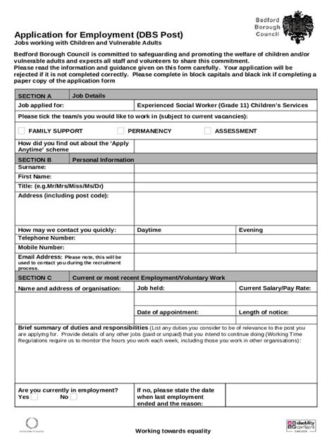 Application For Experienced Social Workder In Childrens Services Doc