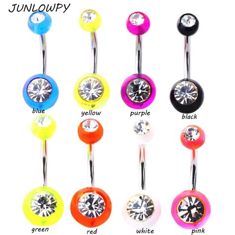 Junlowpy 50pcslot Luminous Acrylic Belly Button Rings Sexy Woman Belly
