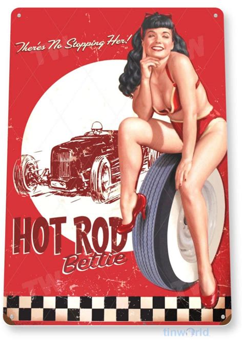 Bettie Page Pin Up Sign A Tinworld Model Pin Up Signs Tinsign Com