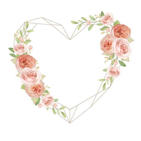 Premium Vector Beautiful Heart Frame With Floral Garden Roses