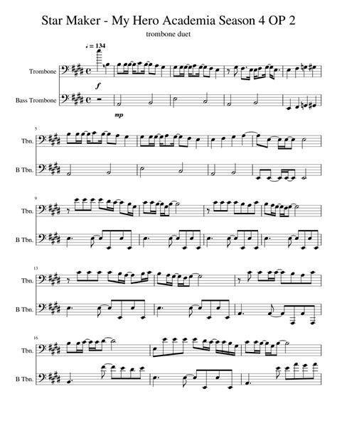 Starmaker Myheroacademiaseason4op2 Sheet Music For Trombone
