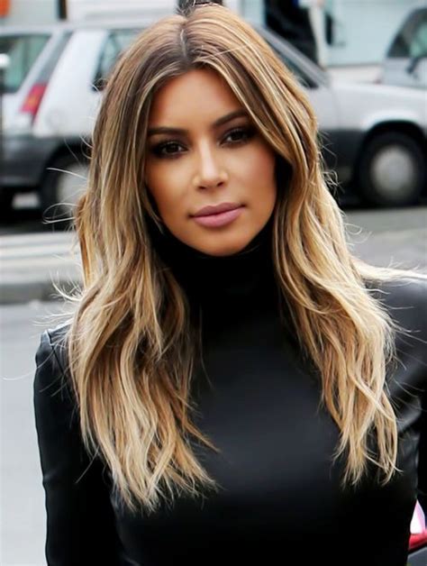 Kim Kardashian Blonde Ombre Hair Color 2015 Celebrity