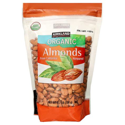 Kirkland Raw Organic Almonds 17 Lbs Whole And Natural