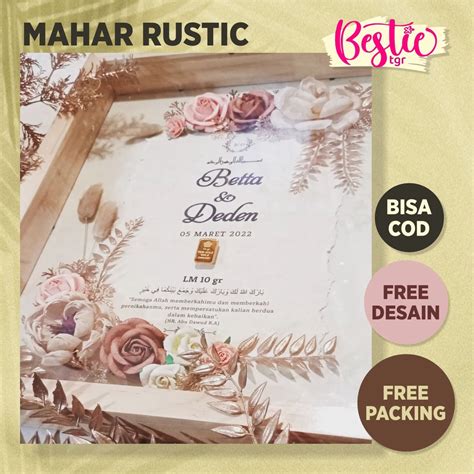 Jual Bingkai Mahar Gold Rustic Mahar Pernikahan Frame Mahar 3d