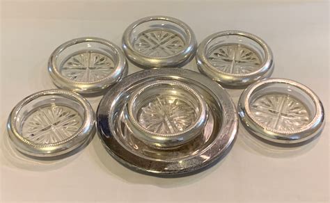 Vintage Silver Plated Coaster Set With Tray Etsy