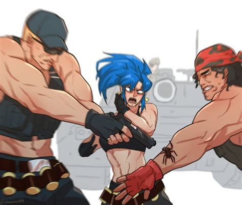 leona heidern ralf jones clark still and heidern the king of fighters and 2 more drawn by