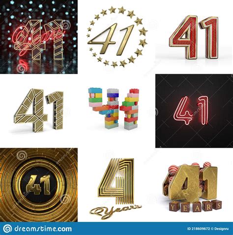 Set Of Forty One Year Birthday Number 41 Graphic Design Element Stock