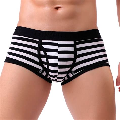 Mens Boxer Sexy Underwear Men Striped Breathable Underwear Boxershorts