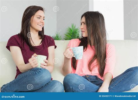 Two Girls Chatting With Each Other Cartoon Vector 63434083