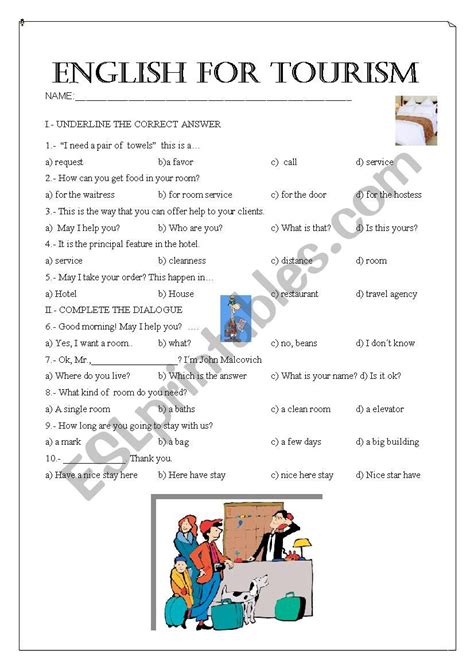 English For Tourism Esl Worksheet By Lauris276