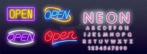 Open Neon Sign With Reflection Open Neon Text Vector And A Brick Wall